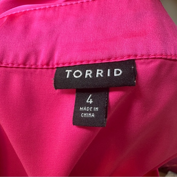 Torrid Pink Silky Button Down Top with Puff Sleeves - Picture 6 of 6